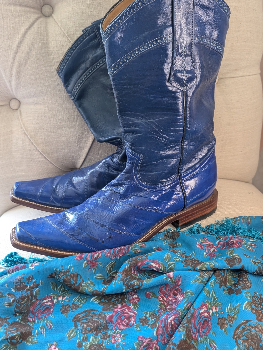 King EXOTIC Eel Skin Cowboy Boots